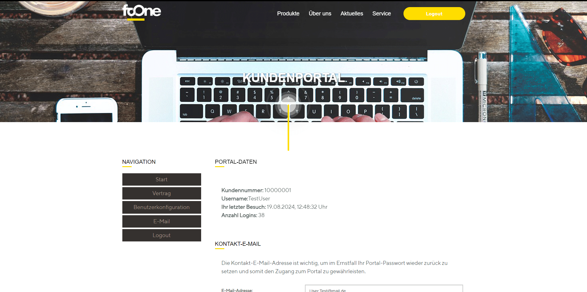 Screenshot Kundenportal der Stadtwerke Forchheim