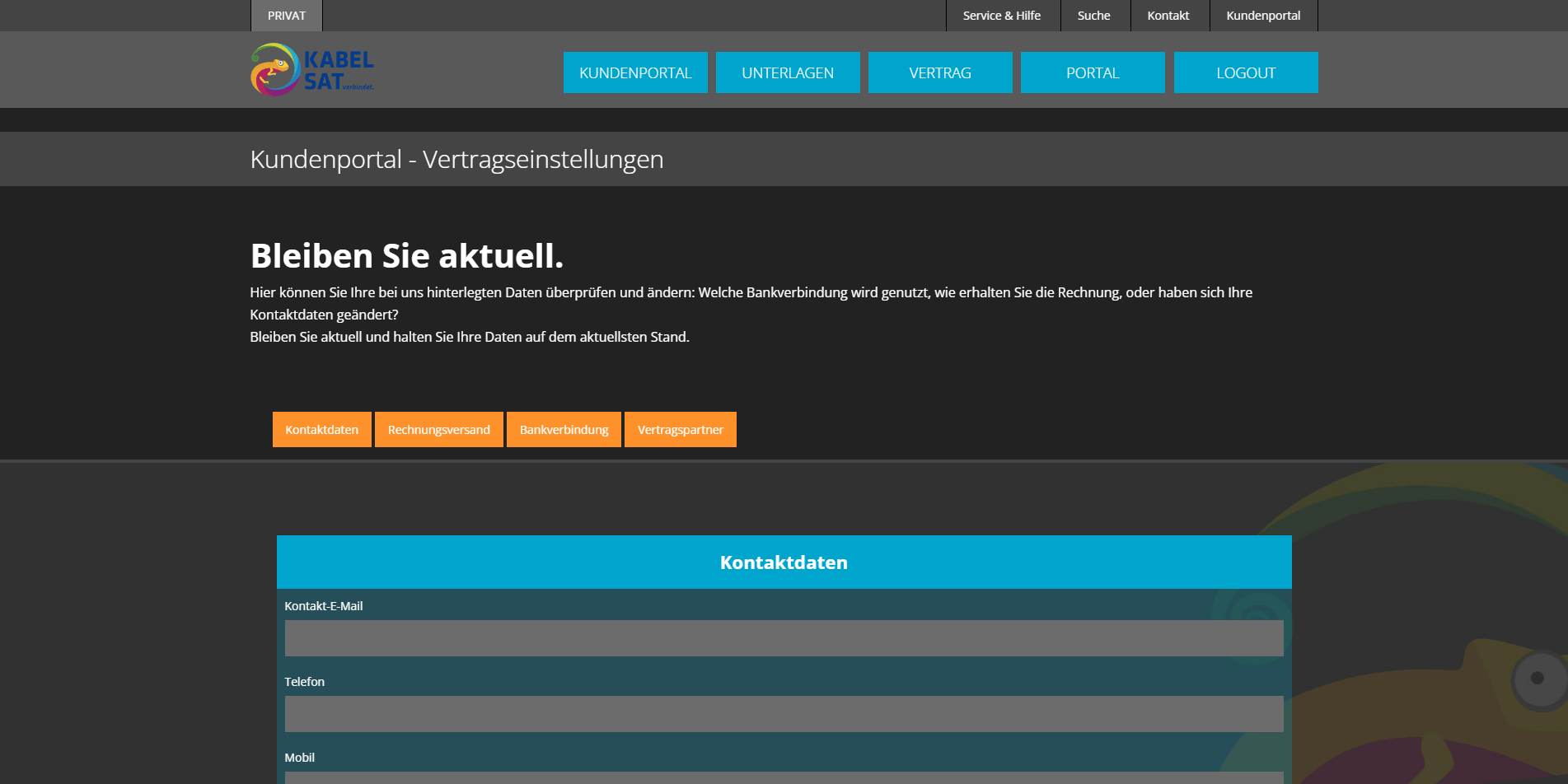 Kundenportal der Firma Kabelsat Bergen GmbH